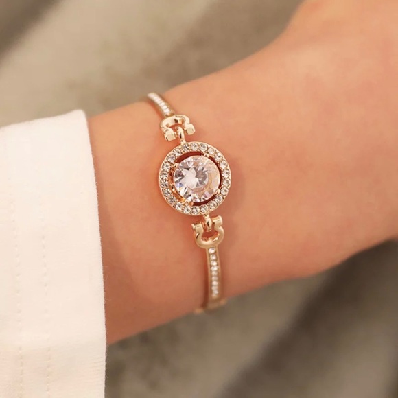 Jewelry - Cubic Zirconia Rose Gold Large Crystal Bracelet
